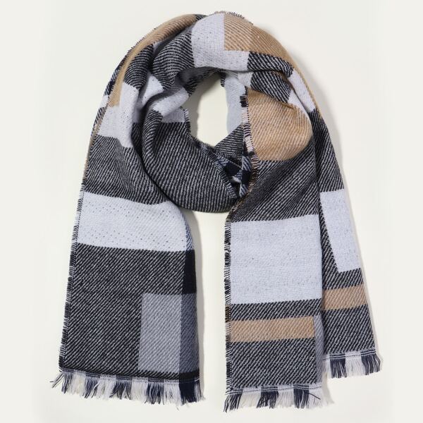 

Raw Hem Plaid Scarf, Multicolor