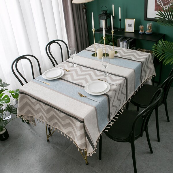 

1pc Chevron Pattern Tablecloth, Multicolor