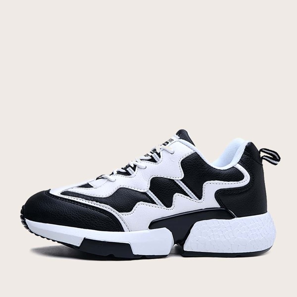 

Lace-up Front Two Tone Sneakers, Black and white