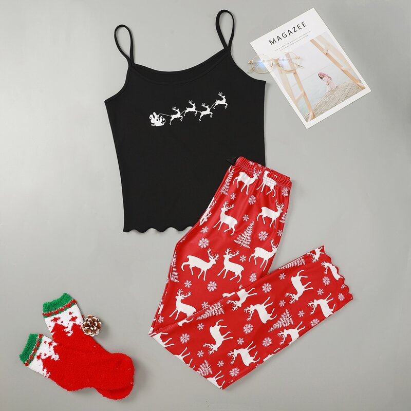 

Christmas Print Cami PJ Set, Multicolor