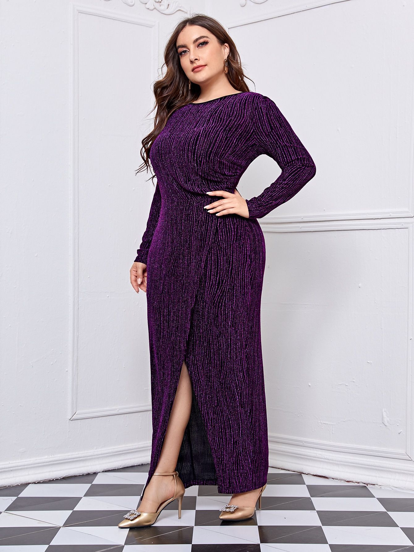 Plus Wrap Hem Glitter Dress thumbnail