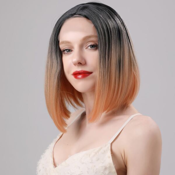 

Natural Ombre Short Wig With Bangs