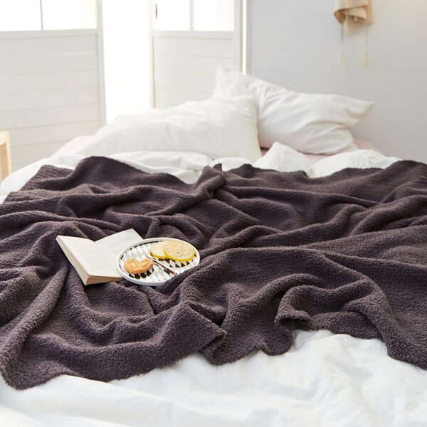 

1pc Plain Knitted Blanket, Chocolate brown