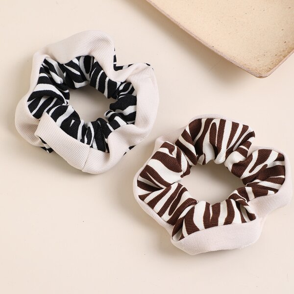 

2pcs Simple Graphic Scrunchie, Multicolor