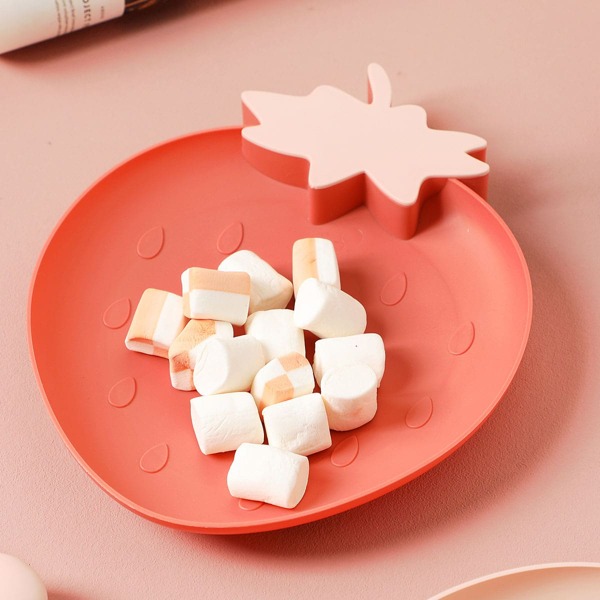

1pc Strawberry Shaped Snack Plate, Red