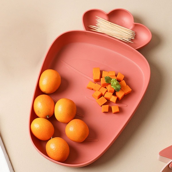 

1pc Carrot Shaped Snack Plate, Red