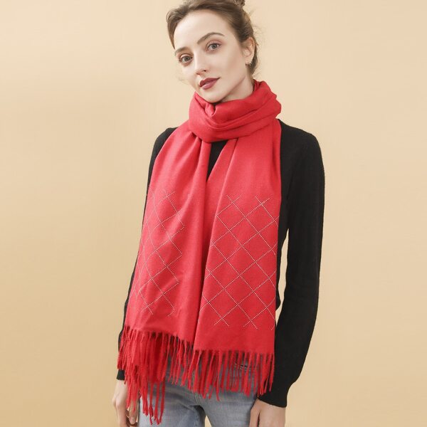 

Geo Pattern Rhinestone Decor Scarf, Red