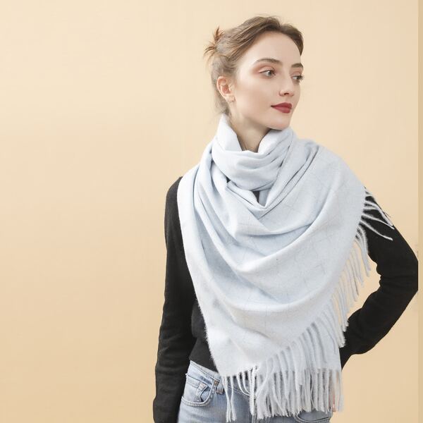 

Geo Pattern Rhinestone Decor Scarf, Baby blue