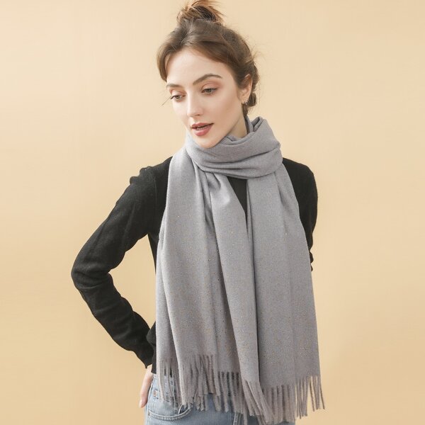 

Rhinestone Decor Scarf, Light grey