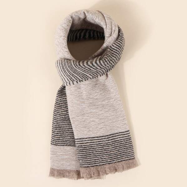 

Raw Hem Striped Scarf, Multicolor