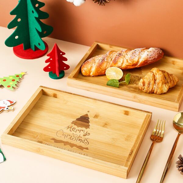 

1pc Christmas Slogan Graphic Tray, Khaki