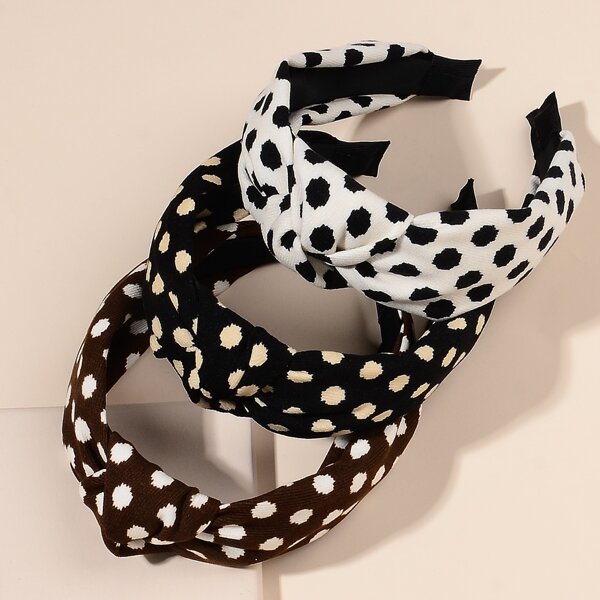 

3pcs Polka Dot Pattern Hair Hoop, Multicolor