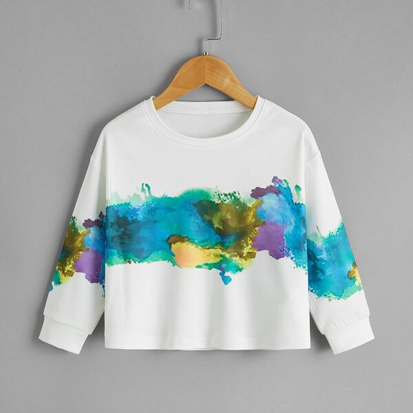 

Toddler Girls Graphic Print Round Neck Sweatshirt, Multicolor