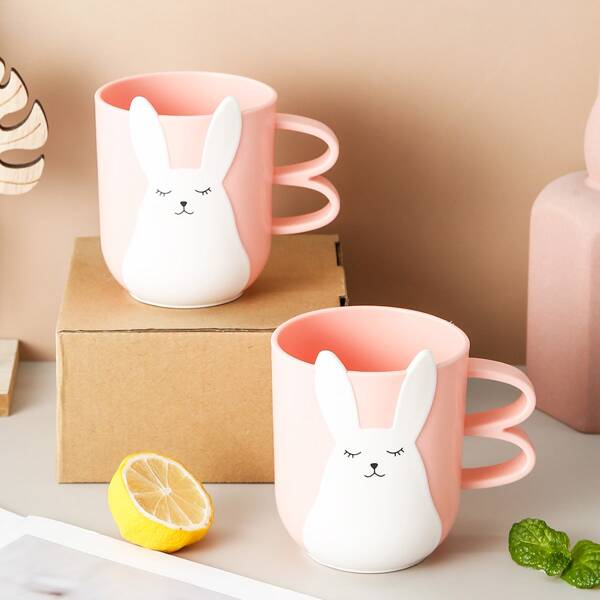 

1pc Rabbit Pattern Mug, Pink