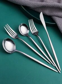 5pcs Stainless Steel Cutlery Set - Silver - View 2