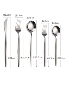 5pcs Stainless Steel Cutlery Set - Silver - View 3