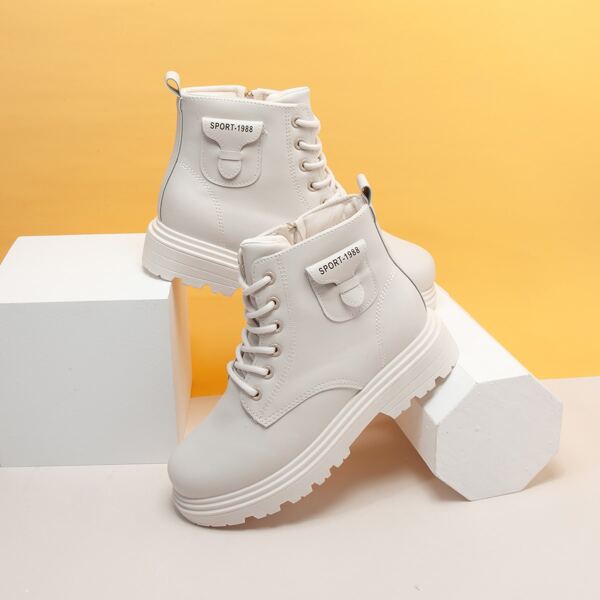 

Lace Up Front Combat Boots, Beige