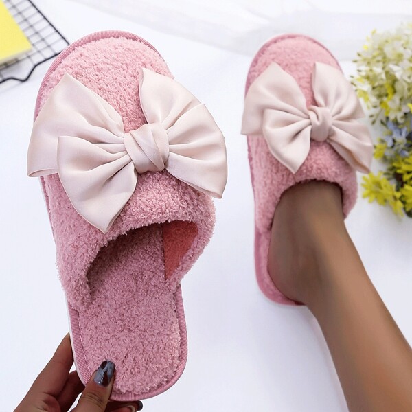 

Bow Decor Bedroom Slippers, Pink