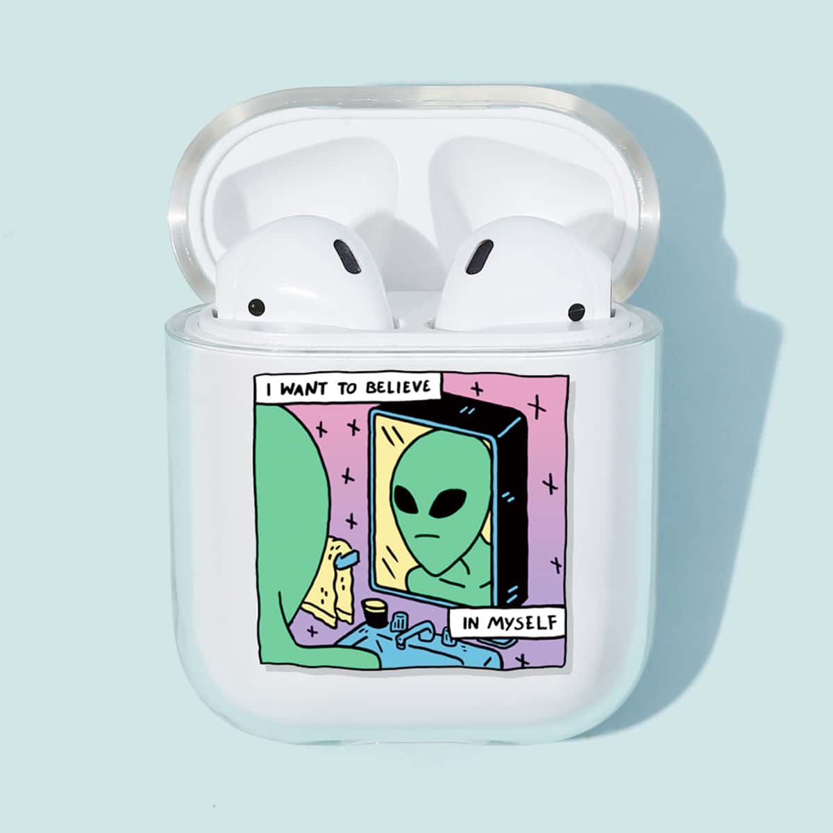 

Cartoon Graphic AirPods Case, Clear
