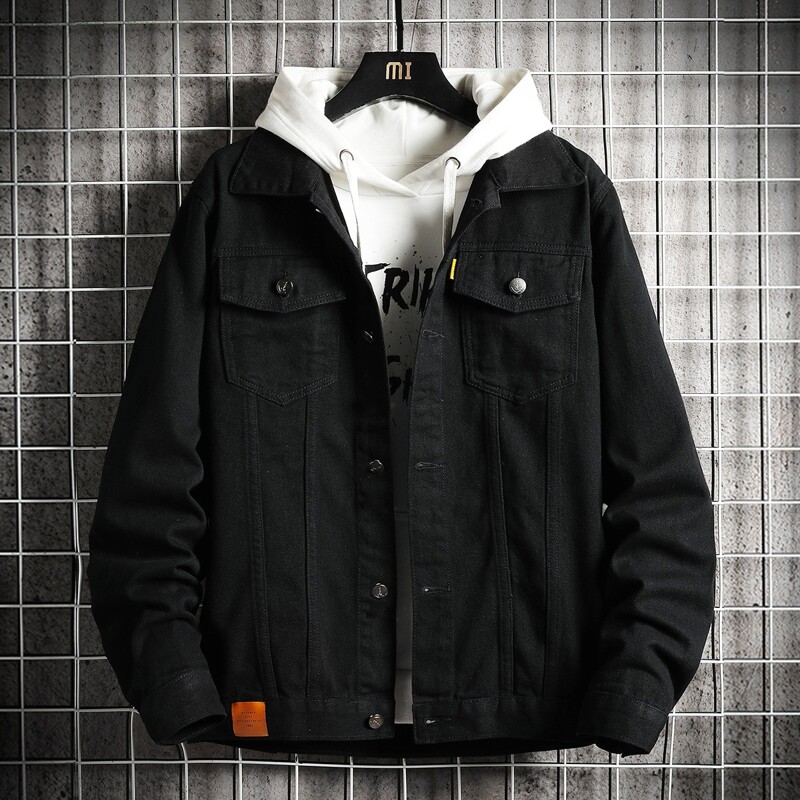 

Guys Pocket Button Front Denim Jacket, Black