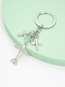 飛機吊墜鑰匙扣 - 銀色 - 查看 1