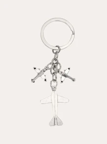 飛機吊墜鑰匙扣 - 銀色 - 查看 3