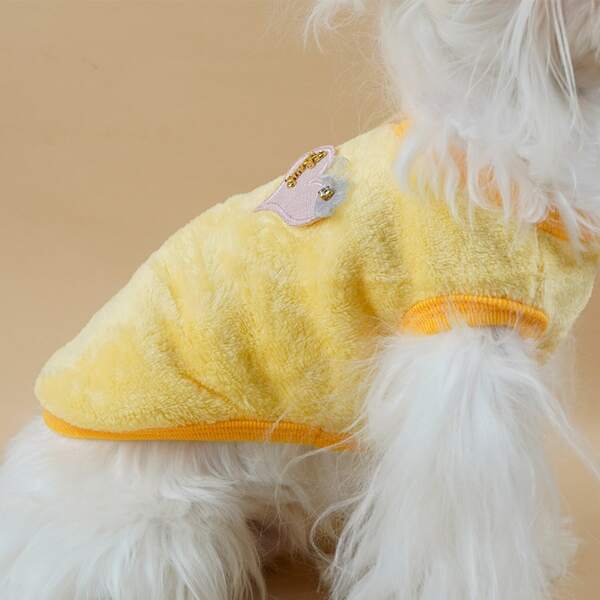 

Heart Decor Plush Dog Tank, Yellow