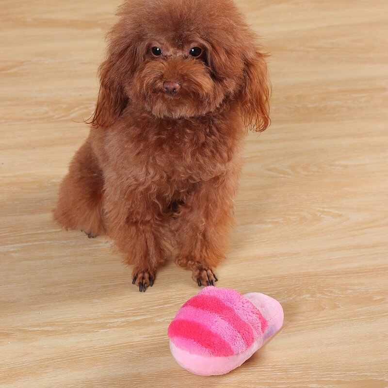 

Plush Slippers Shaped Dog Sound Toy, Pink
