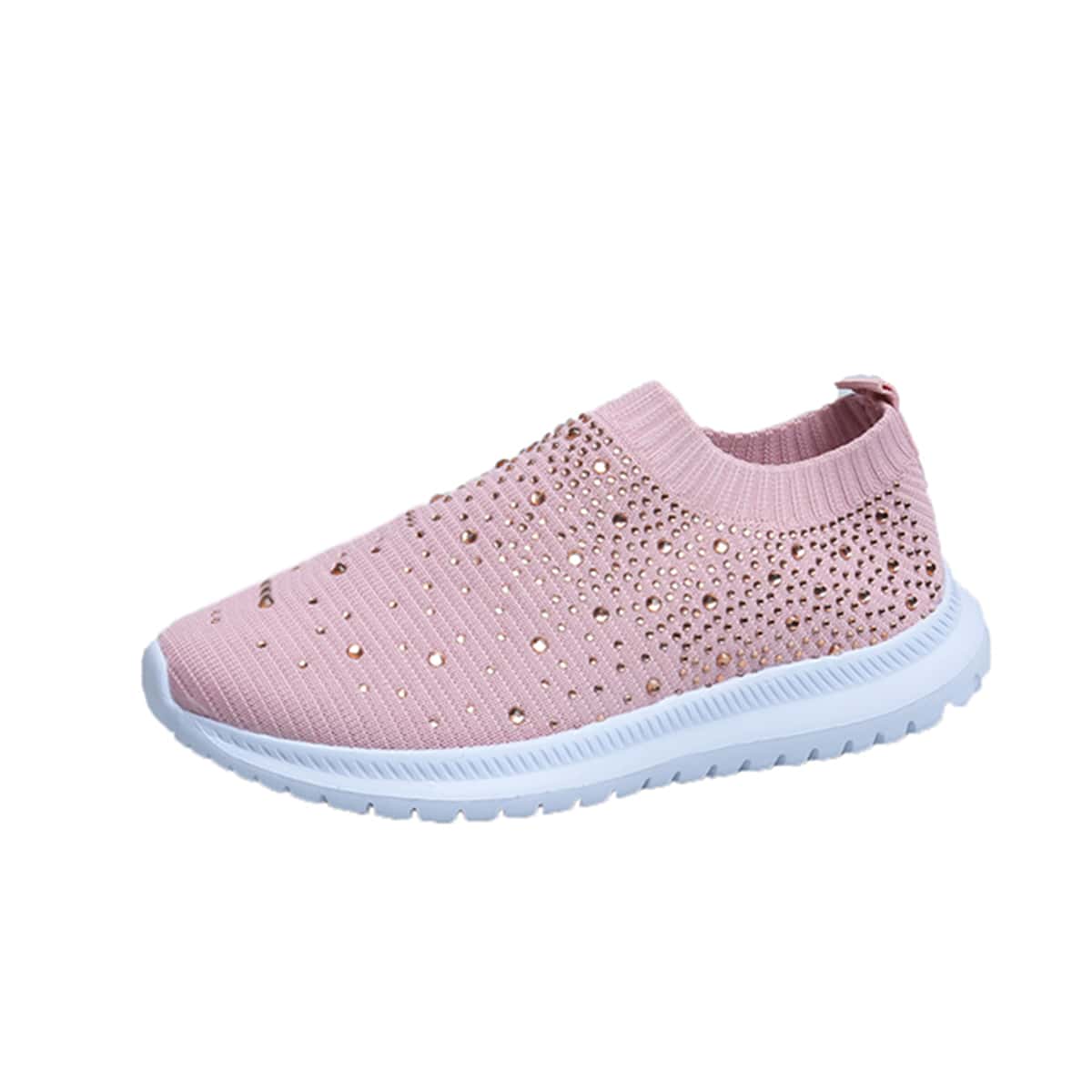 

Rhinestone Decor Slip On Sneakers, Pink