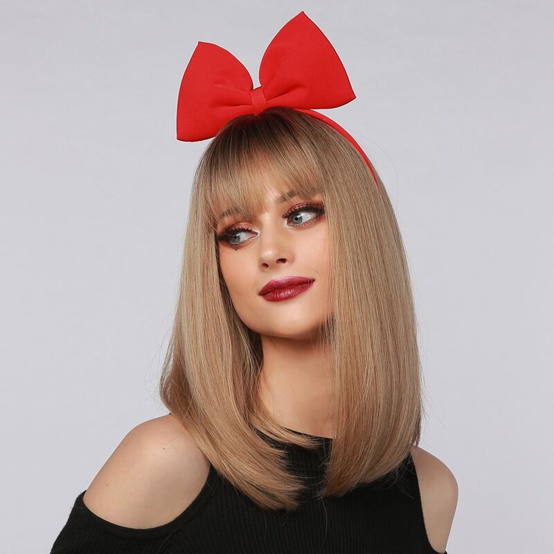 

Natural Short Wig With Bangs, Multicolor