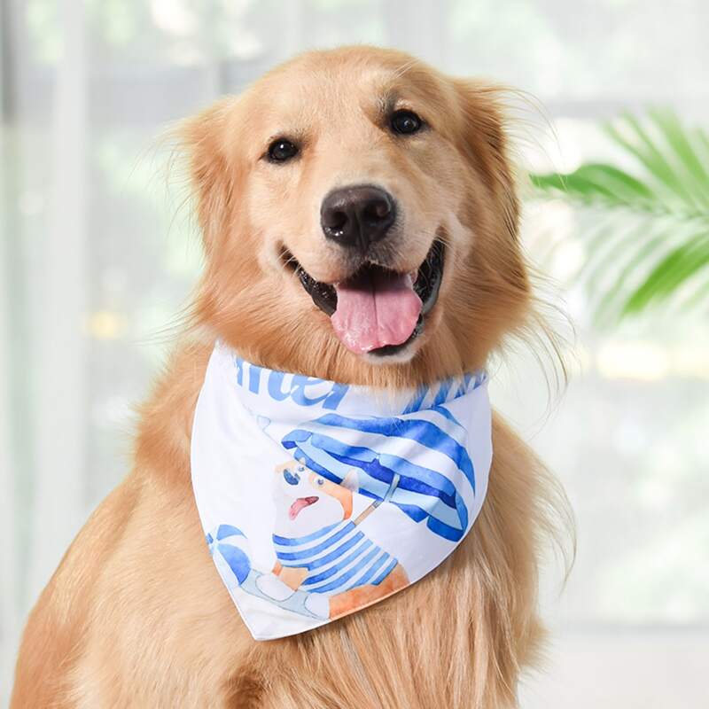 

1pc Cartoon Graphic Dog Bandana, White