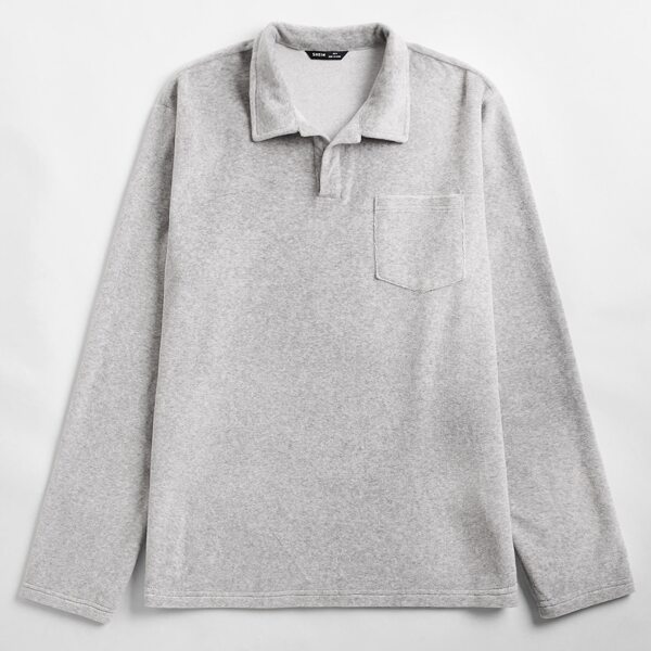 

Men Patch Pocket Solid Polo Shirt, Light grey