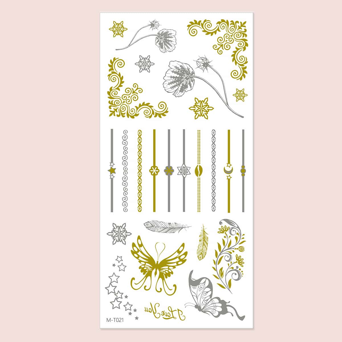 

1sheet Butterfly & Floral Pattern Tattoo Sticker, Multicolor