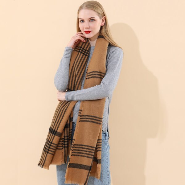 

Plaid Pattern Scarf, Brown