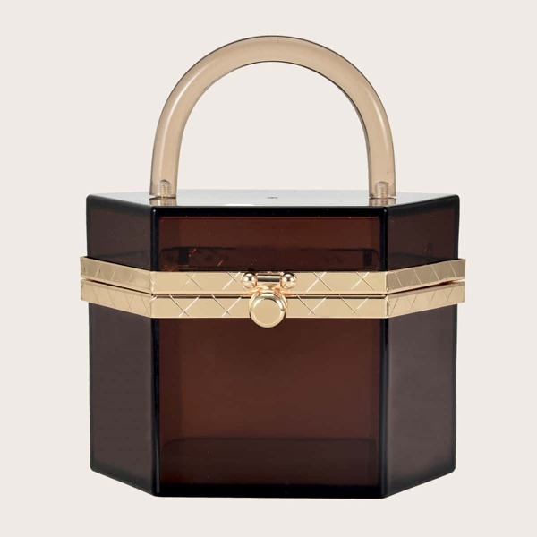 

Mini Clear Box Bag, Coffee brown