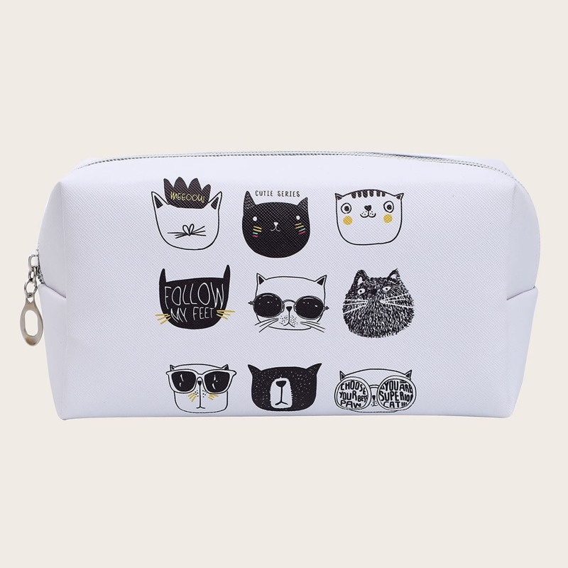

Cat Print Makeup Bag, Multicolor