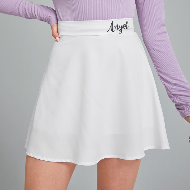 

Letter Flared Skirt, White