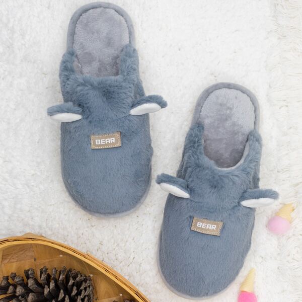 

Men Ear Decor Plush Slippers, Blue
