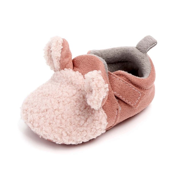 

Baby Girl Ear Decor Fluffy Flats, Pink