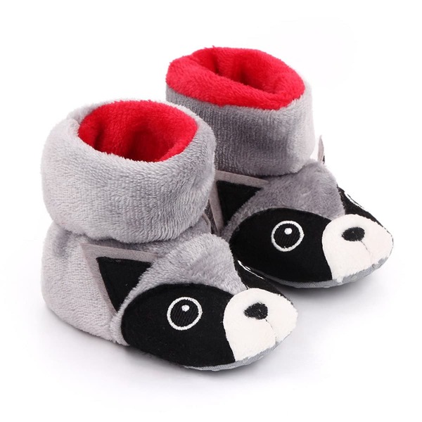 

Baby Boy Cartoon Dog Design Warm Boots, Grey