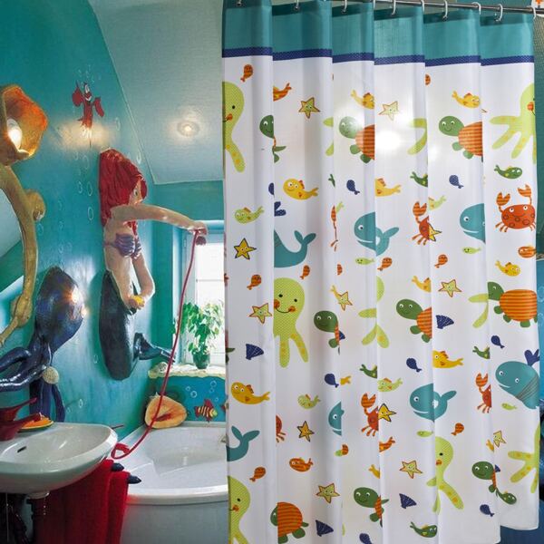 

Kids Cartoon Graphic Shower Curtain With 12hooks, Multicolor