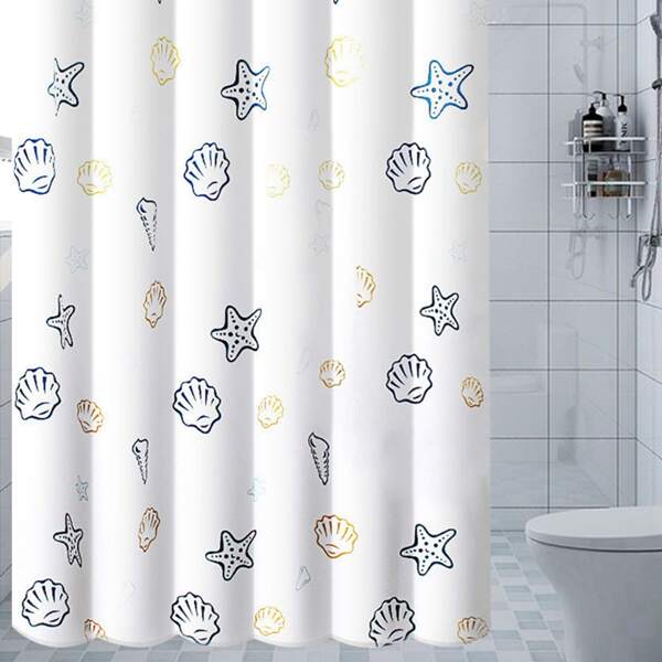 

Kids Shell Print Shower Curtain With 12hooks, Multicolor