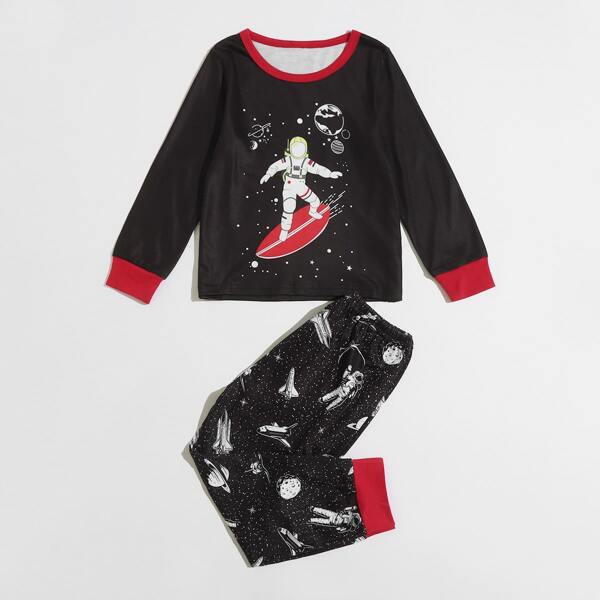 

Toddler Boys Astronaut & Galaxy Print PJ Set, Black