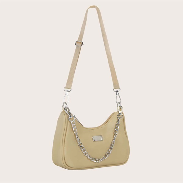 

Minimalist Chain Baguette Bag, Apricot