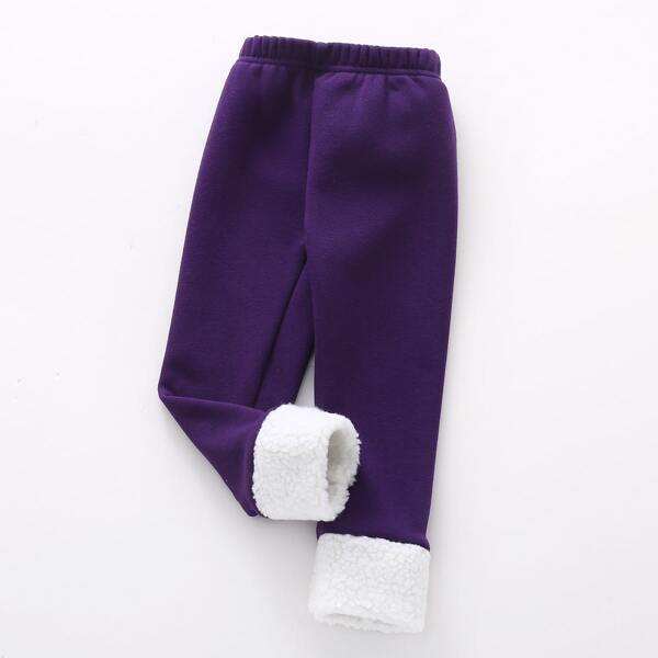 

Toddler Girls Contrast Sherpa Pants, Violet purple