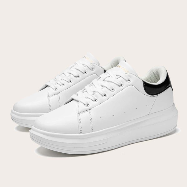 

Men Lace-up Front Skate Shoes, Black and white
