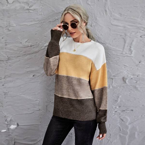 

Drop Shoulder Colorblock Sweater, Multicolor