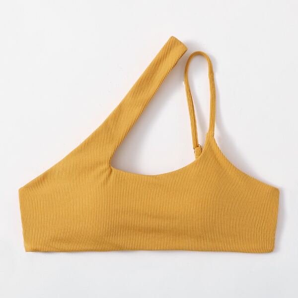 

Rib One Shoulder Bikini Top, Mustard yellow