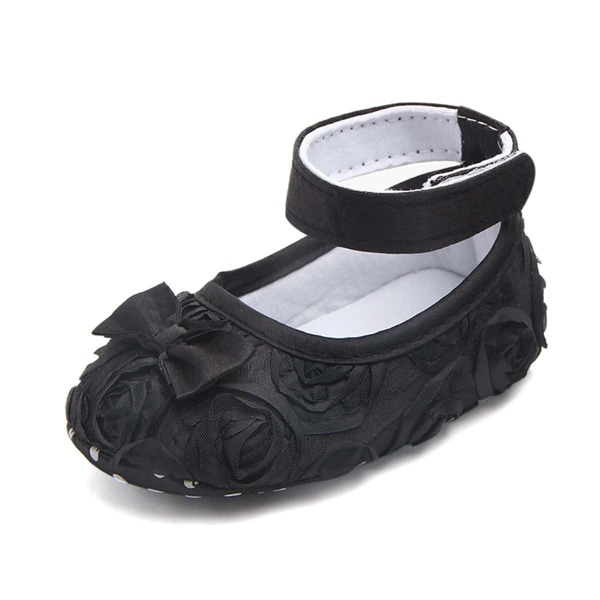 

Baby Girl Bow Decor Flats With Headband, Black and white