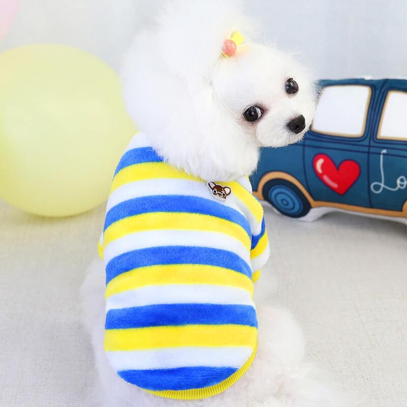 

Colorblock Striped Plush Dog Sweatshirt, Blue